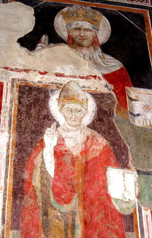 A fresco of St. Celestine